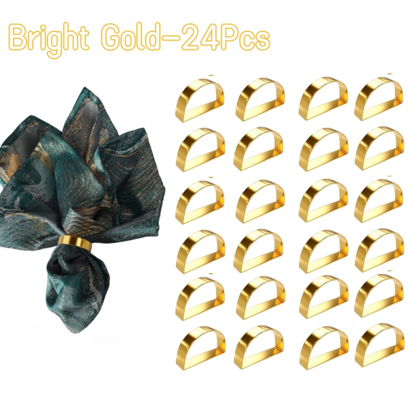 Sales】Cuff Brushed Gold Napkin Rings Holder Wedding Banquet Metallic Adornment Table Settings Glossy Serviette Buckles: light yellow