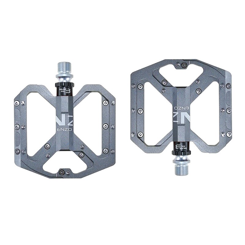 Pédales de vtt 3 roulements antidérapantes en alliage d&#39;aluminium, pièces de bicyclette large Enzo: Gris clair