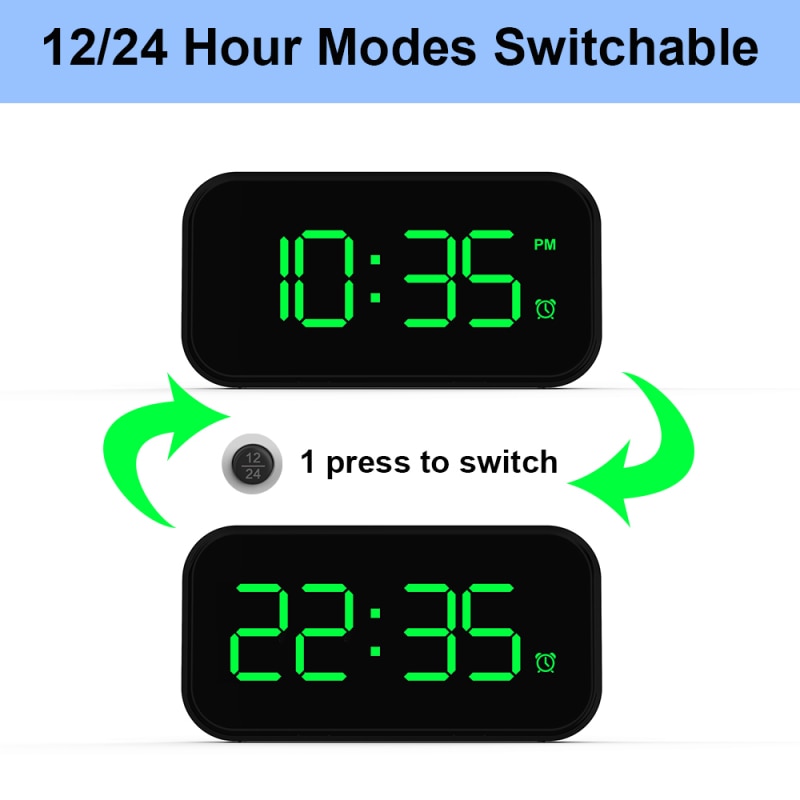 Akryl/spegel väckarklocka led digital klocka röststyrning snooze tid temperatur display timer heminredning usb elektronisk klocka