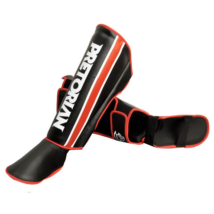 Pretorian Profession Grant boxe Ticken shinguard Greaves cou-de-pied Mma pied Muay Thai jumeaux gants de combat hommes Mma tibia garde: Rouge / M