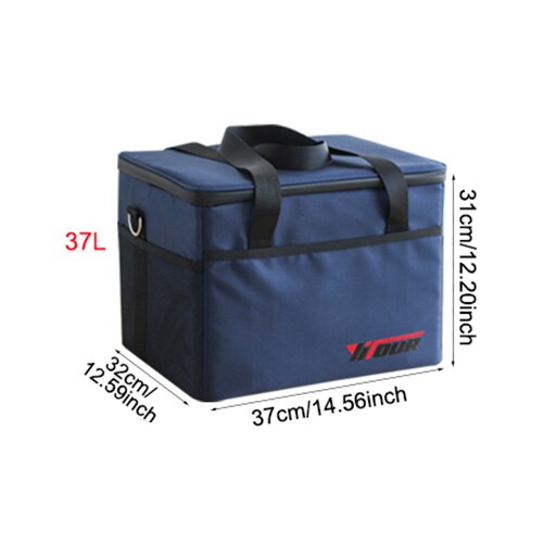 Extra grande engrossar saco térmico saco de gelo pacote isolado almoço bolsa masculino tote caso frio fresco comida piquenique recipiente acessórios: Navy blue 37L