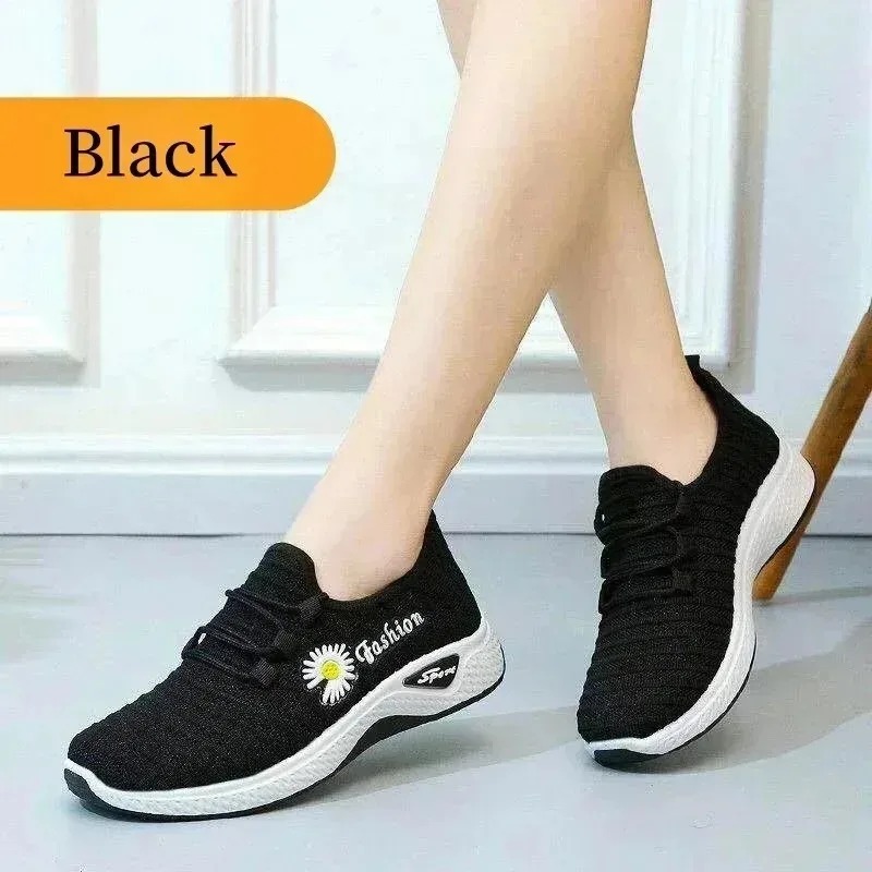 Scarpe da donna Autunno Nuova collezione True Fly Weaving Old Beijing Scarpe di stoffa Little Daisy Scarpe sportive casual da donna Wa: Black / 40