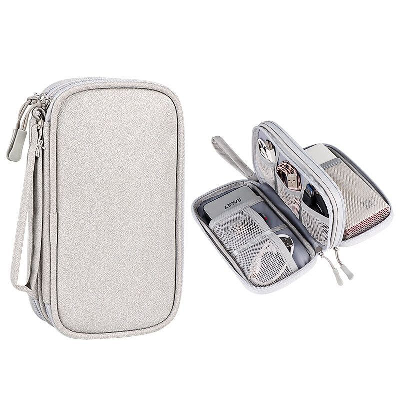Draagbare Reis Digitale Product Opbergtas Organizer Multi-Layer Headset Kabeltas Opladen Schat Usb Datakabel Tas: Black
