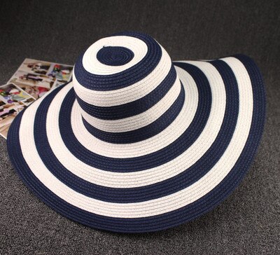 Sombrero de paja para el sol para mujer, gorra de playa con protección solar UV, a rayas red y white,informal: 3