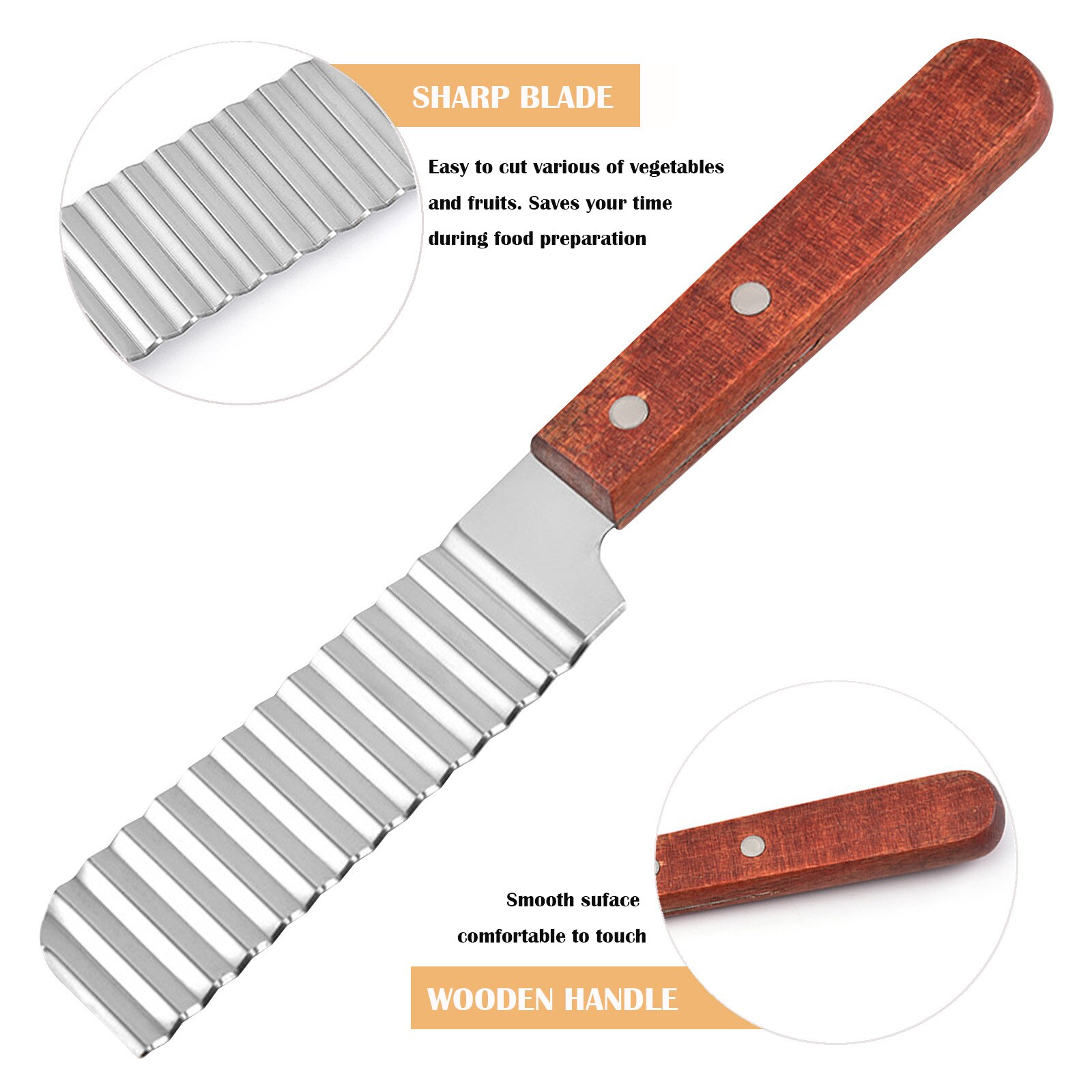 Stainless Steel Potato Chip Slicer Dough Vegetable Fruit Crinkle Wavy Slicer Knife Potato Cutter Chopper French Fry Maker Tools