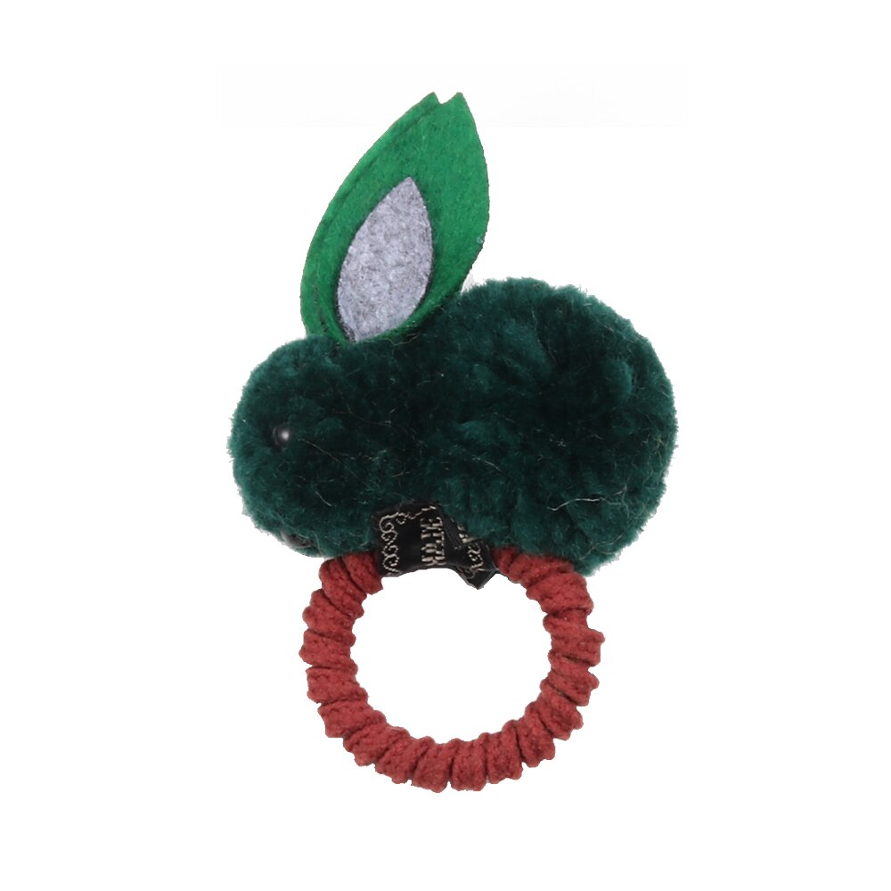 Leuke Bal Konijn Haar Ring Vrouwelijke Tie Touw Koreaanse Elastische Rubber Haarbanden Bunny Haar Touw Kinderen Haar Accessoires: Green