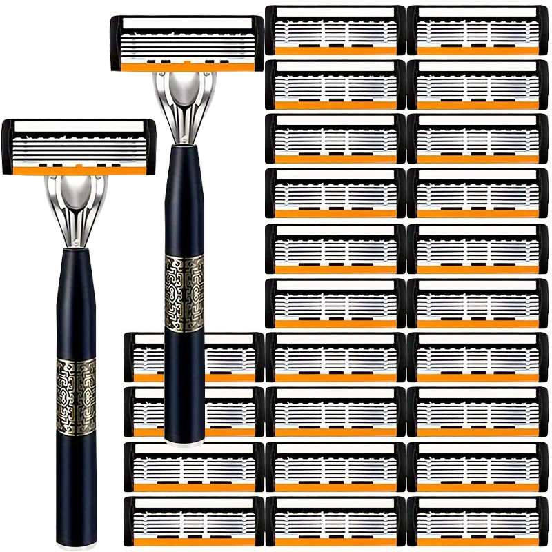 Maquinilla de afeitar clásica de seguridad de 6 capas para afeitado para hombres y depilación para mujeres, cuchillas de afeitar, afeitadora Manual: YELLOW
