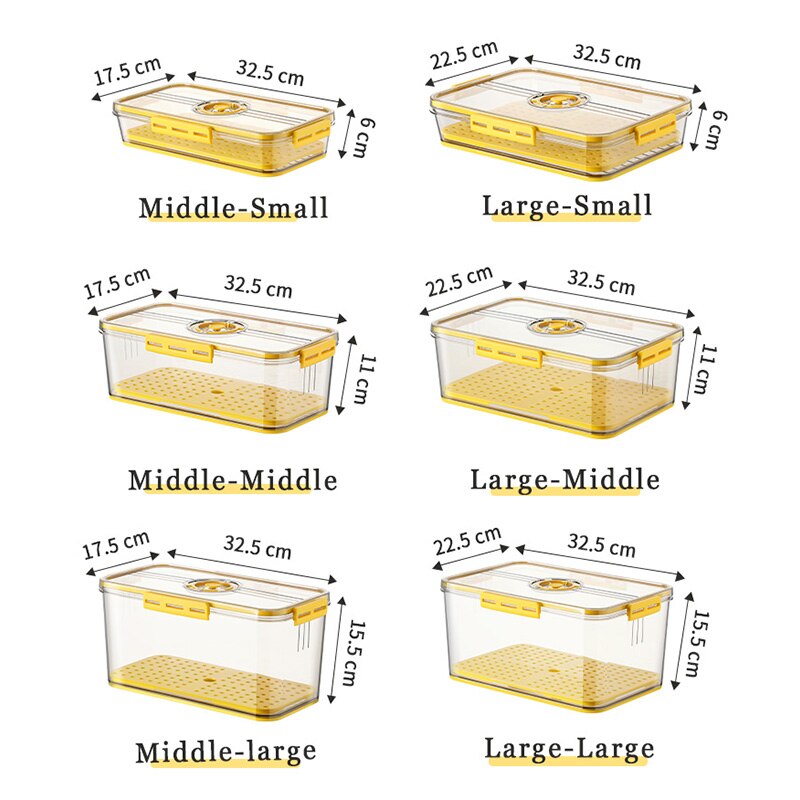 Food Storage Containers Refrigerator Stackable Kitchen Storage Box Airtight Keep Fresh Bins Transparent Fridge Pantry Organizer