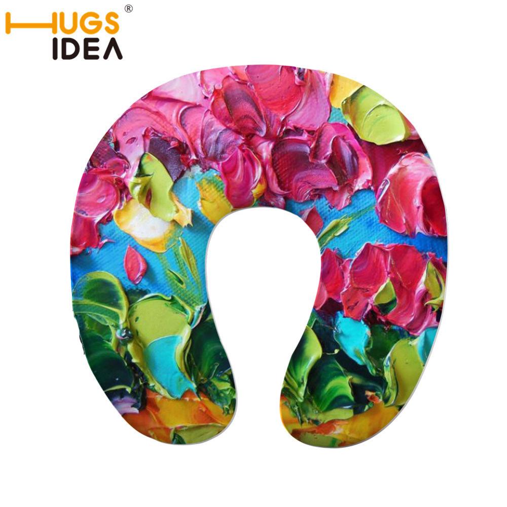 HUGSIDEA-oreiller en forme de U | Confortable motif floral, de styliste, pour le cou, la voiture et le voyage, oreiller en forme de mémoire, pour la voiture et le bureau: CC1892CT