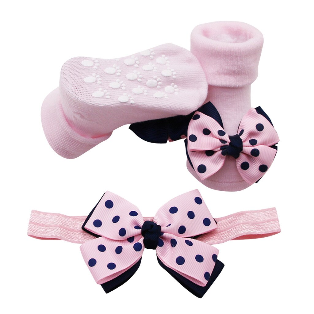 nette Socken Haar Gürtel einstellen Baby, Kleinkind Socken 1pc Haar Gürtel Mädchen Bogen Welle Punkt Anti-Unterhose socken Baby Bogen Baumwolle Socken einstellen