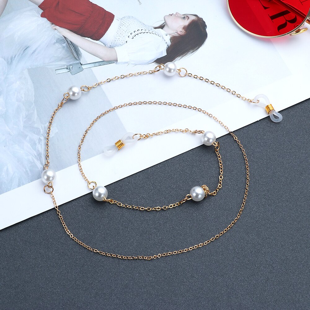 Pearls Sunglasses Chains for Women Metal Charms Eyeglasses Lanyard Necklace Glasses Holder Strap Cord Eyewear Retainer