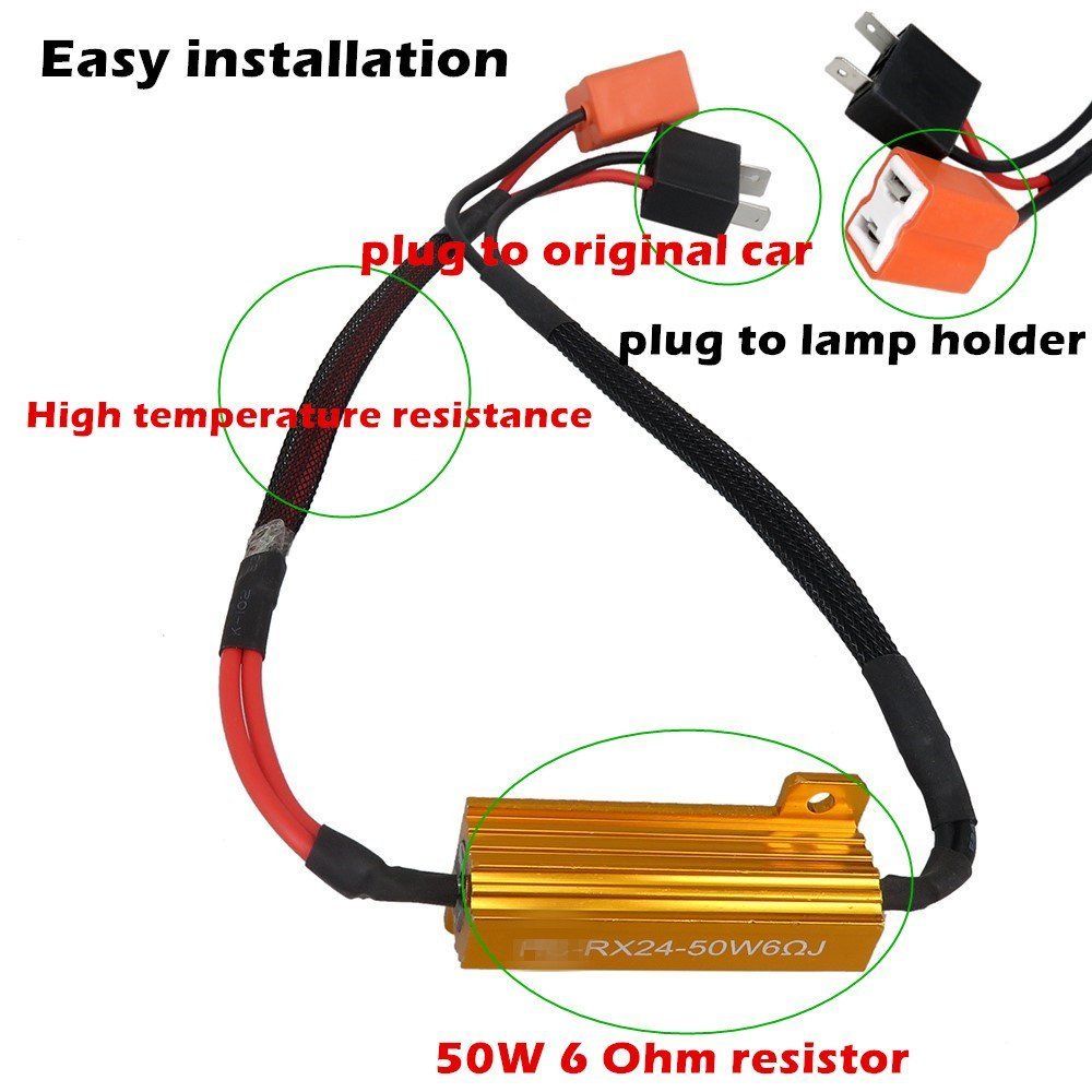 2Pcs/set H7 50W LED Canbus Load Resistor Warning Canceler Decoder Light Error Free