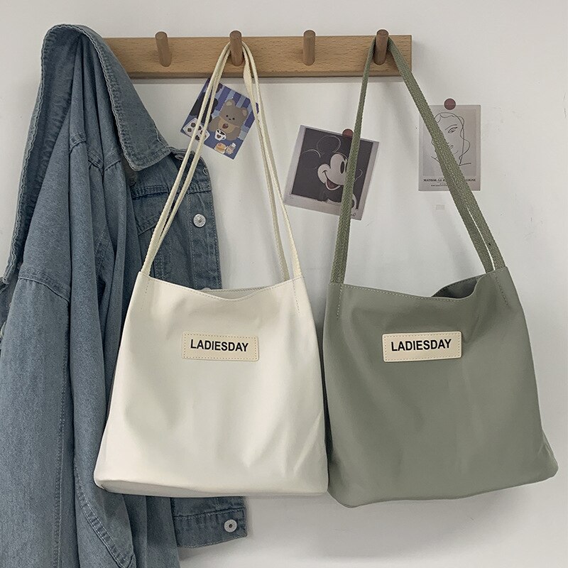 Women Canvas Shoulder Shopper Bag Nylon Waterproof Students Handbags Cotton Cloth Eco Fabric Tote Shopping Bag for Girl