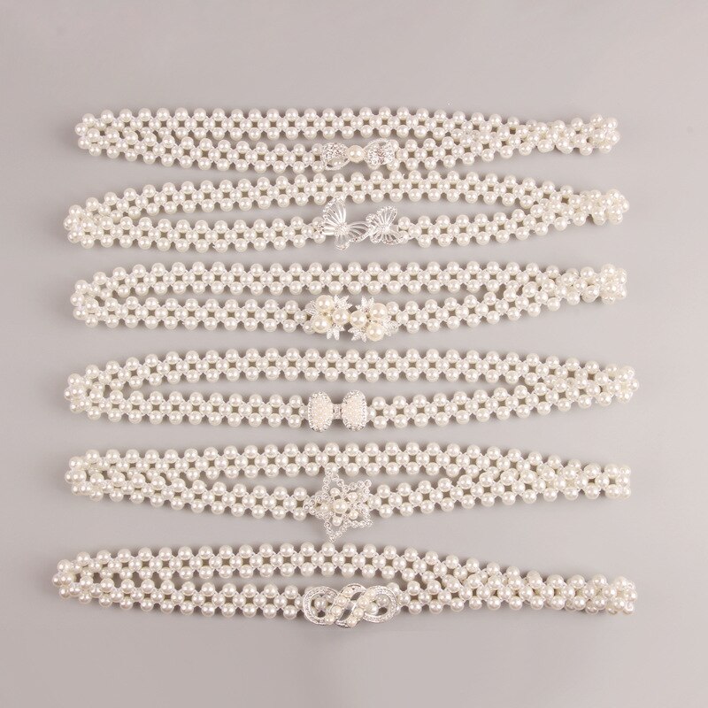 Versatile Waist Belt Pearl Diamond Flower Waist Chain Dress Belt Women Belt Wedding Pearl Female Belt