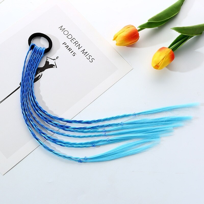 1 PCS Neue Mädchen Bunte Perücken Pferdeschwanz Kinder Haar Zubehör Kopf Band Haar Ornament Stirnbänder Gummibänder Schönheit Haar Bands: 3