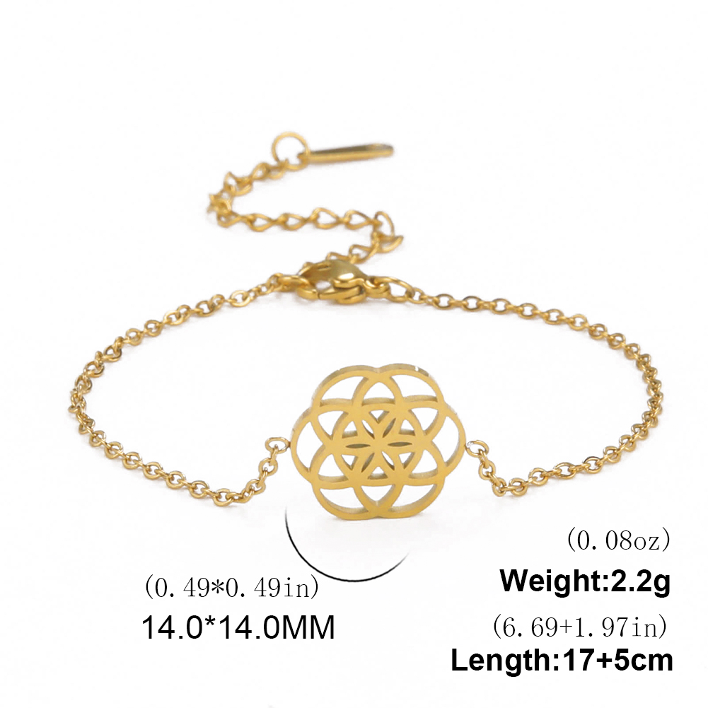 Dawapara-pulsera de semilla de la vida, amuleto de acero inoxidable con símbolo de Yoga, Geometría Sagrada, joyería Kabbalah