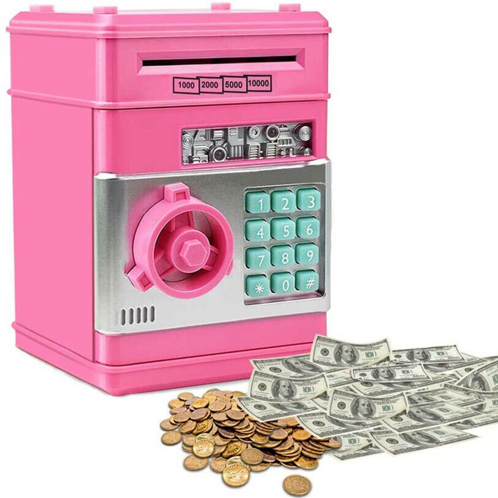 Elektronische Automatische Spaarpot Atm Wachtwoord Spaarpot Cash Coin Saving Machine Kluis Storting Bankbiljet Kids Kinderen Speelgoed: Roze