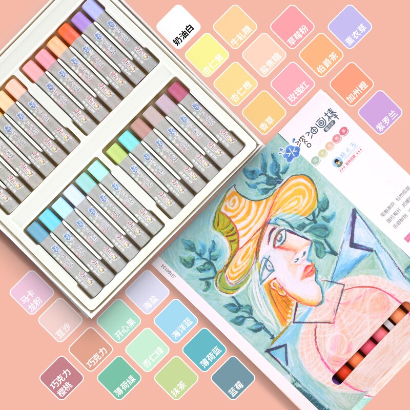 24 Colors Macaron Water Soluble Oil Pastel Stick for Children Graffiti Drawin School Stationery Supplies Washable Crayon