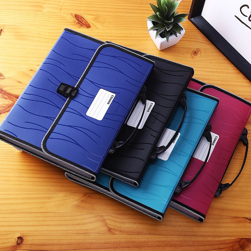13 Pockets Expanding Wallet With Portable Handle Office A4 Letter Size Document Bag Accordion Filling File Folder Large Capaticy