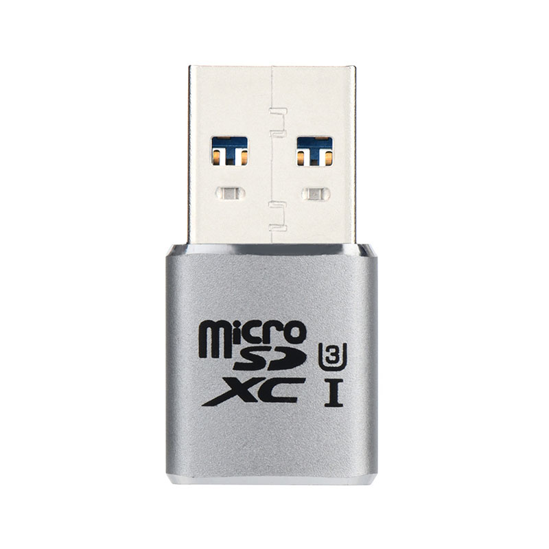 Usb 3.0 Mini Sd Kaartlezer 5Gbps Super Speed Usb 3.0 Micro Sdxc Aluminium Tf T-flash Memory Card Reader adapter Voor Laptop Pc: Zilver