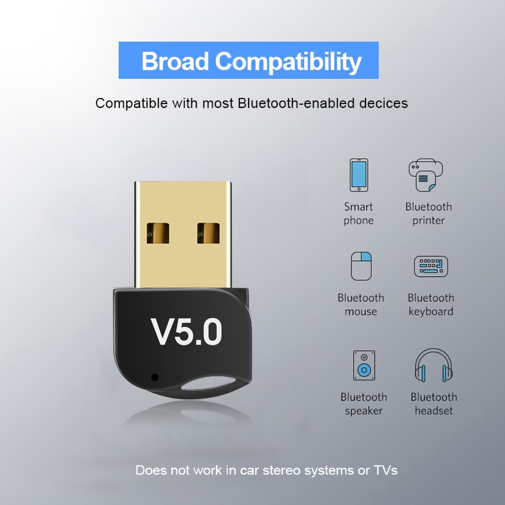 kebidumei USB Bluetooth Adapter Wireless Bluetooth Dongle 5.0 Music Receiver For Computer PC Bluetooth Transmitter Adapter