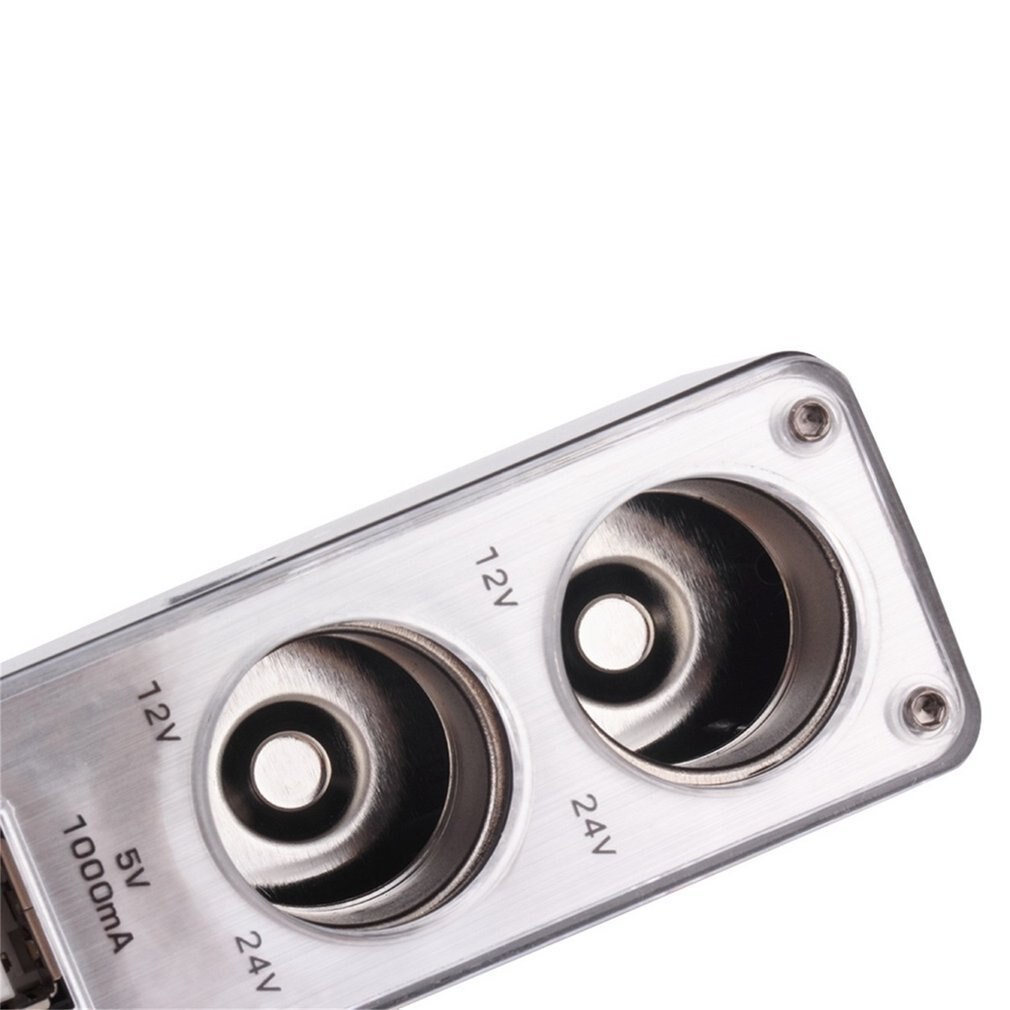 Universele dubbele aansluiting, 2 usb-poorten, auto, sigarettenaansteker, splitter,  dc 12v/24v auto-oplader, stopcontact, zwart