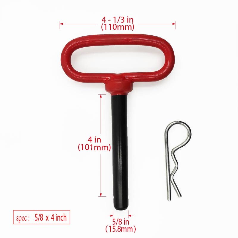 Trailer Tow Hitch Lock Pin with Rubber-Coated Handle, Red Head Hitch Pin,: 15.8 x  101mm