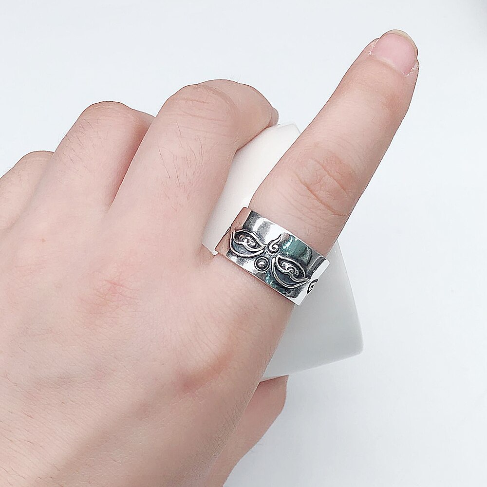 BALMORA 925 Sterling Argento Anelli Aperti per le Donne Degli Uomini Amanti di trasporto del Regalo Dell'annata Scrittura Anello Tailandese Gioielli In Argento Anelli