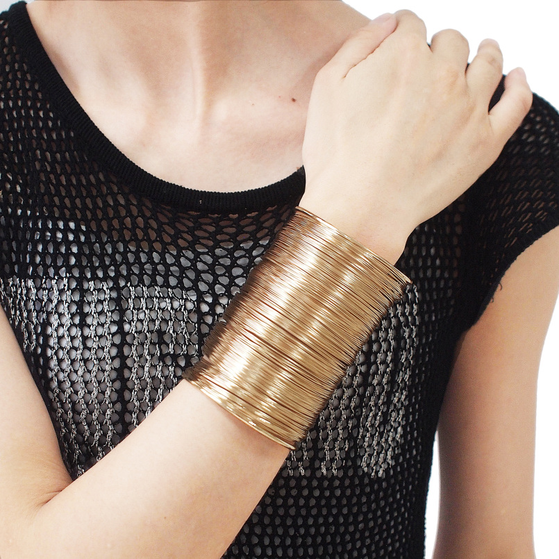 UKMOC Multi Schicht Legierung Draht Geöffnet Manschette Armreifen Armbänder Für Frauen ErkläSprosse Schmuck Charme Zubehör Party