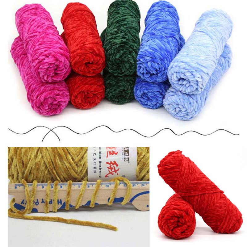 100g Chenille Blanket Yarn Soft Rainbow Wool Craft Sweater Yarn Chunky Crochet Baby Knitting Thick DIY Velvet Sweater Hats Scarf