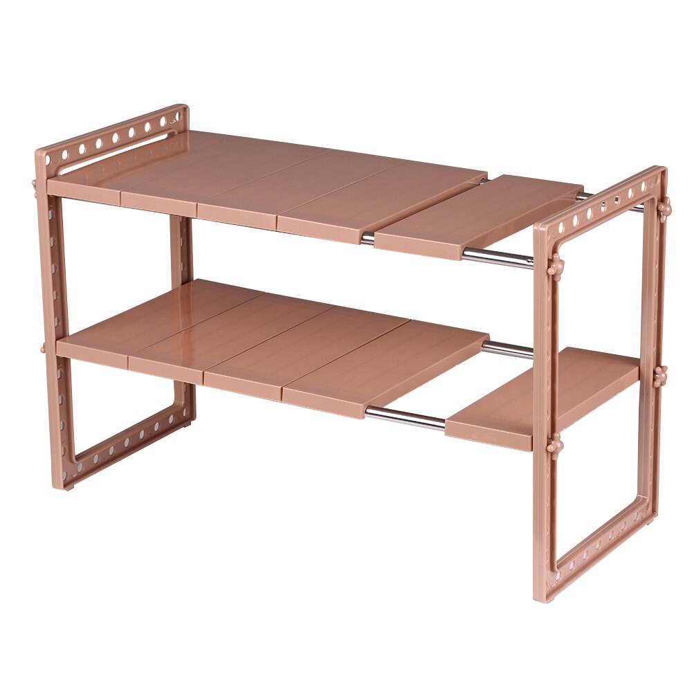 Multi-Functional Under Sink 2-Tier Expandable Shelf Storage Organizer Adjustable Stainless Steel Kitchen Sink Rack