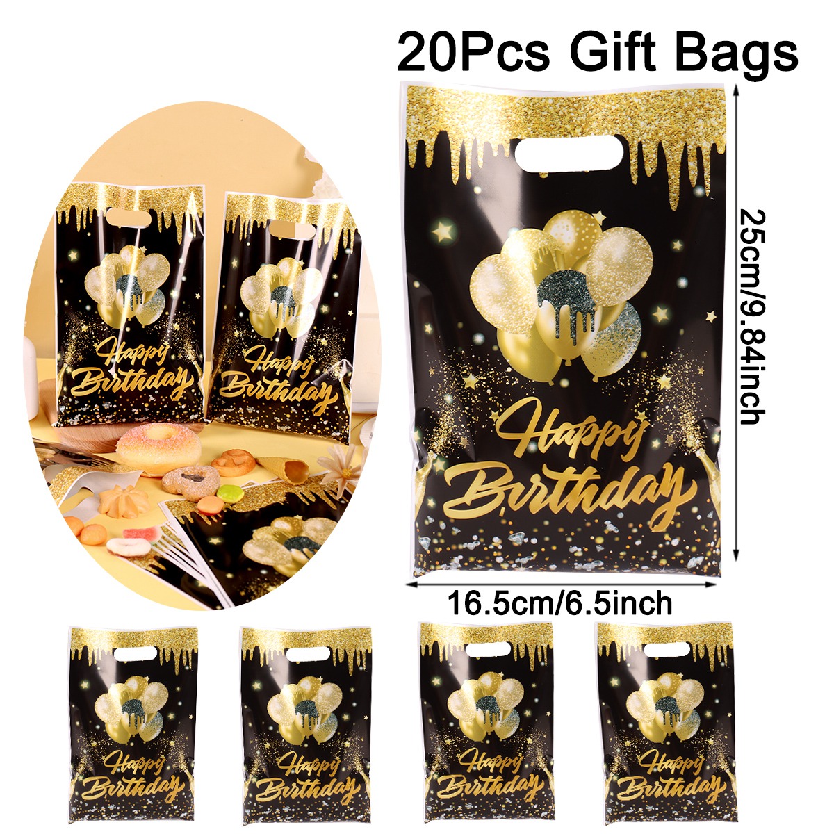 10/20/50 Uds. Bolsas de de feliz cumpleaños bolsas de recuerdo de de plástico con globo de estrella para de cumpleaños de adultos cocina en casa: Verde menta