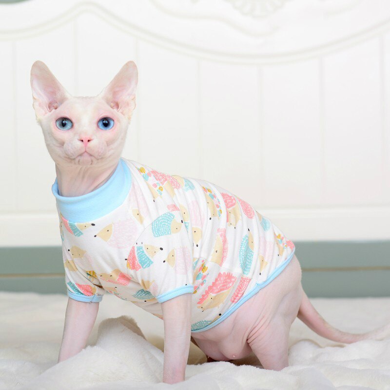 Hairless Cat Clothes Pet Cat Clothes 100% Cotton Shirt Pet Clothes for Spring Summer