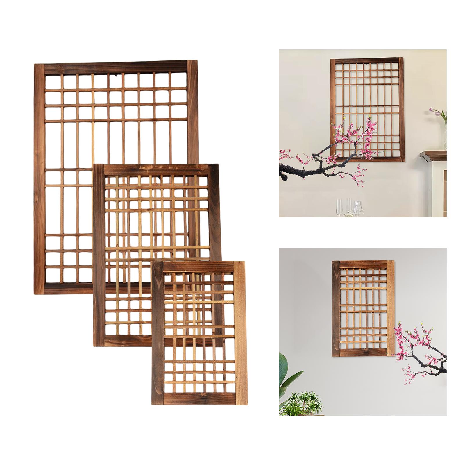 Wooden Window Frame Lattice Window Pane Wall Decor for Backyard, Patio, to Hang