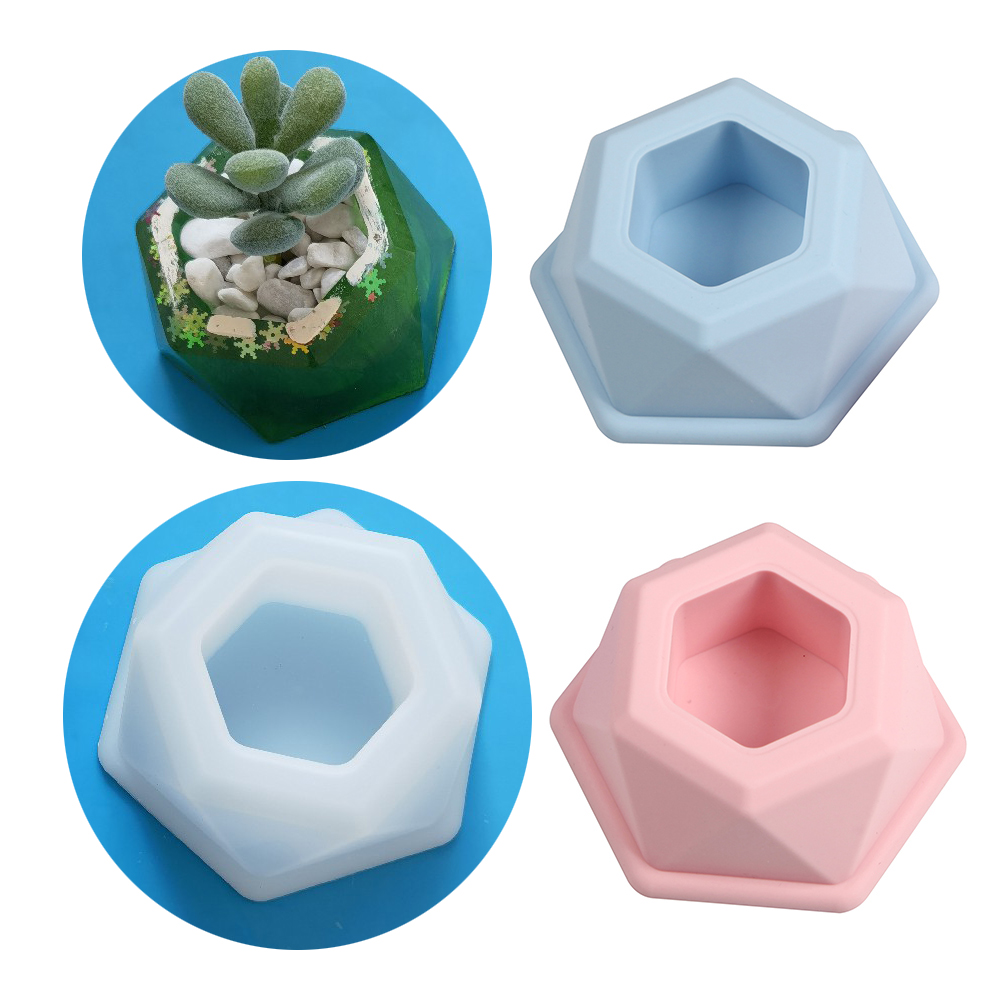 Mini molde Hexagonal para maceta, Molde de resina Epoxy, molde para macetas de silicona, bricolaje, velas de yeso hechas a mano, taza, molde para joyero de cemento