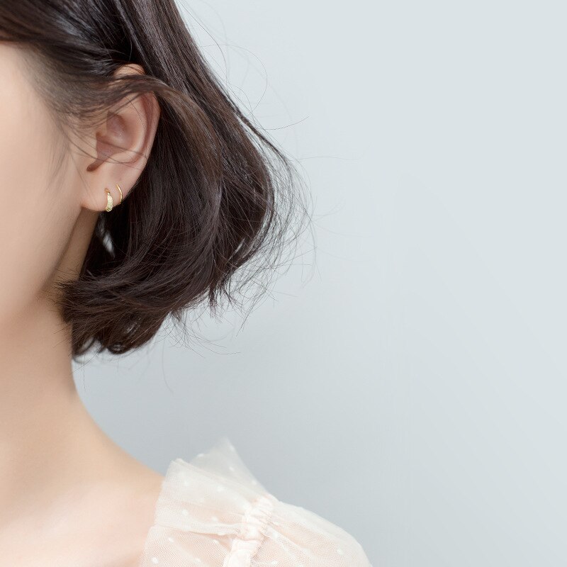 Geometrische helix-ohrstecker aus sterlingsilber in silber/gold , 925 stück , trendige ohrring-accessoires für damen und mädchen 554