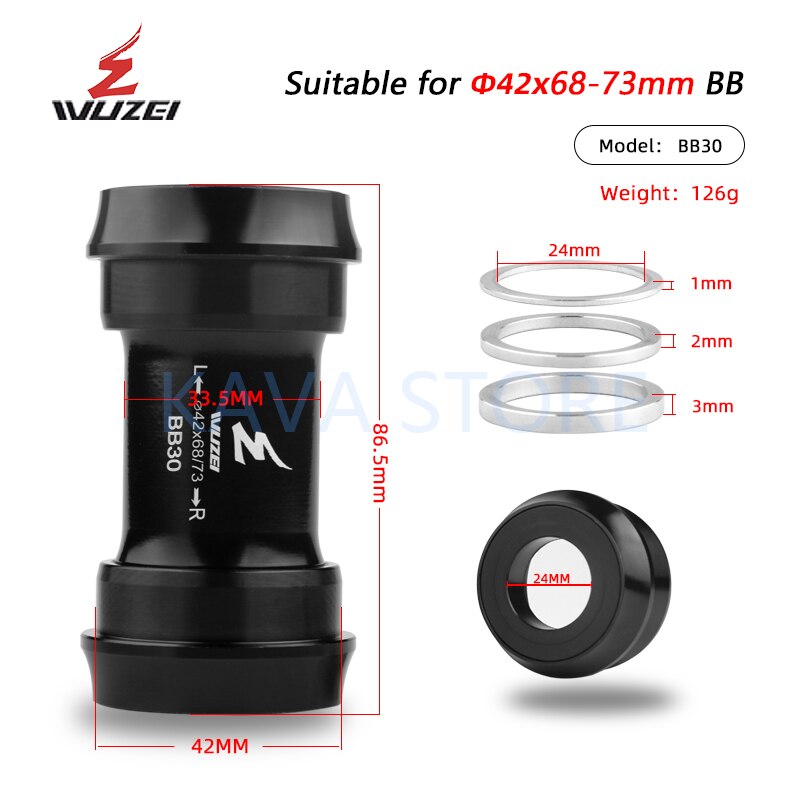 Support de pédalier fileté pour vtt SRAM, BB30 BB386 BB91 PF30 DUB 24/29mm, BB 68/73mm: BB30
