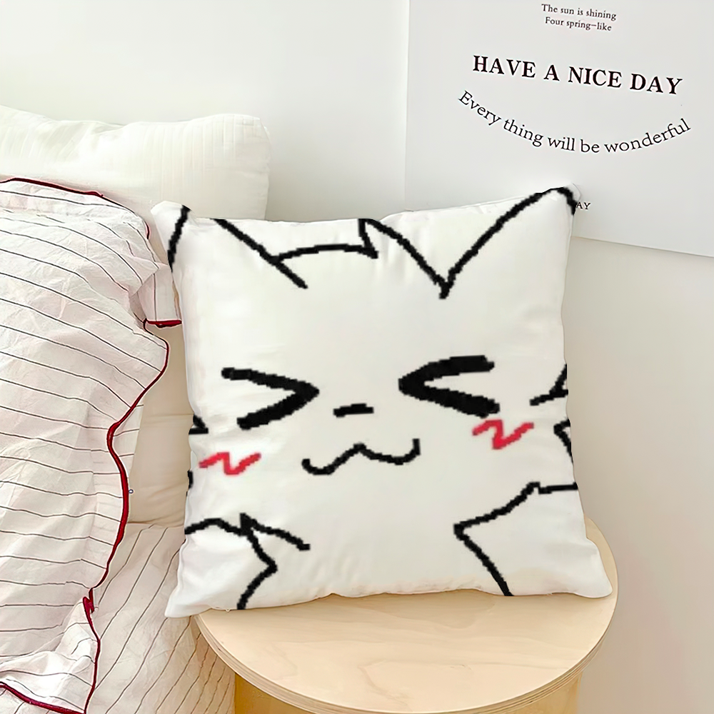 Cute Boykisser Cat Silly cushion cover For Pillow Case Sofa Bedroom Living Room Office Bedside Table Backrest Printing Square: 500mm*500mm / Blue