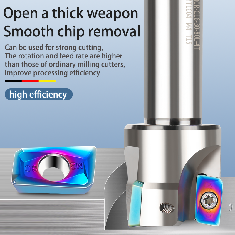 Varilla de fresado integrada tipo torreta R0.8, vástago recto C16 C20, fresadora de torreta, herramienta, fresa de cara rugosa