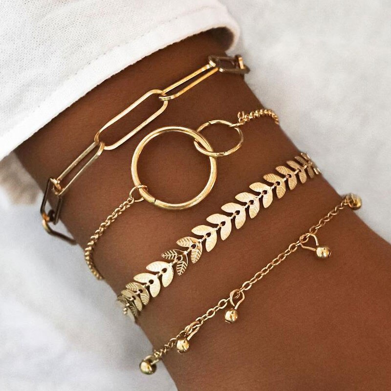 4 sztuk/zestaw Boho geometryczne Tassel łańcuch bransoletka dla kobiet wielowarstwowe bransoletki urok wesele biżuteria plażowa akcesoria prezenty: 8