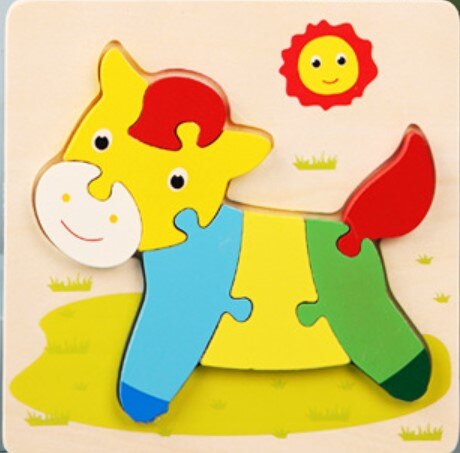 3D Wooden Puzzle Jigsaw Toys For Children Wood 3d Cartoon Animal Puzzles Intelligence Kids Early Educational Toys for children: Pink