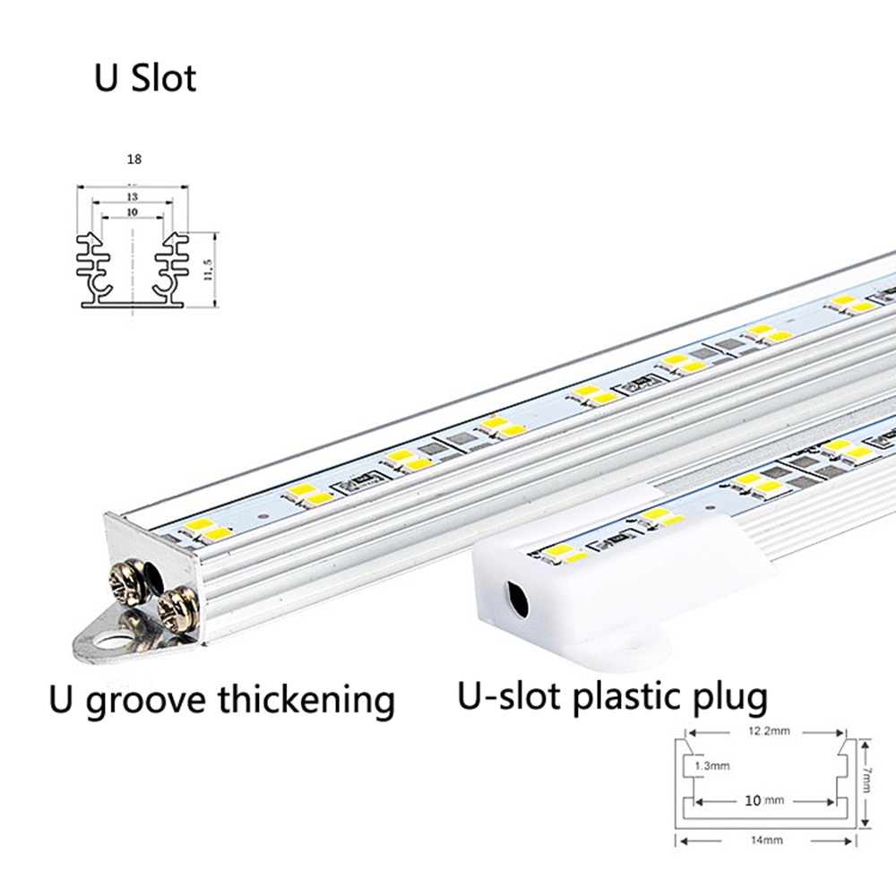 50cm Double Row LED Hard Bar Light Aluminium Rigid Strip Cool White Warm White 12V LED Light Lamp 5PCS