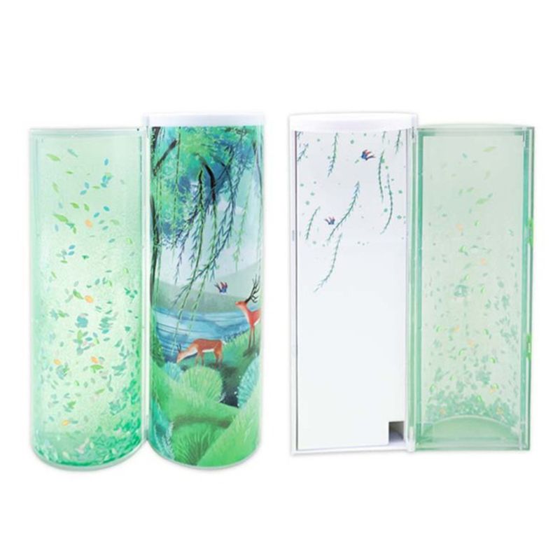 Quicksand Translucent Pencil Case Multifunction Cylindrical Calculator Stationery School Pen Holder DXAB