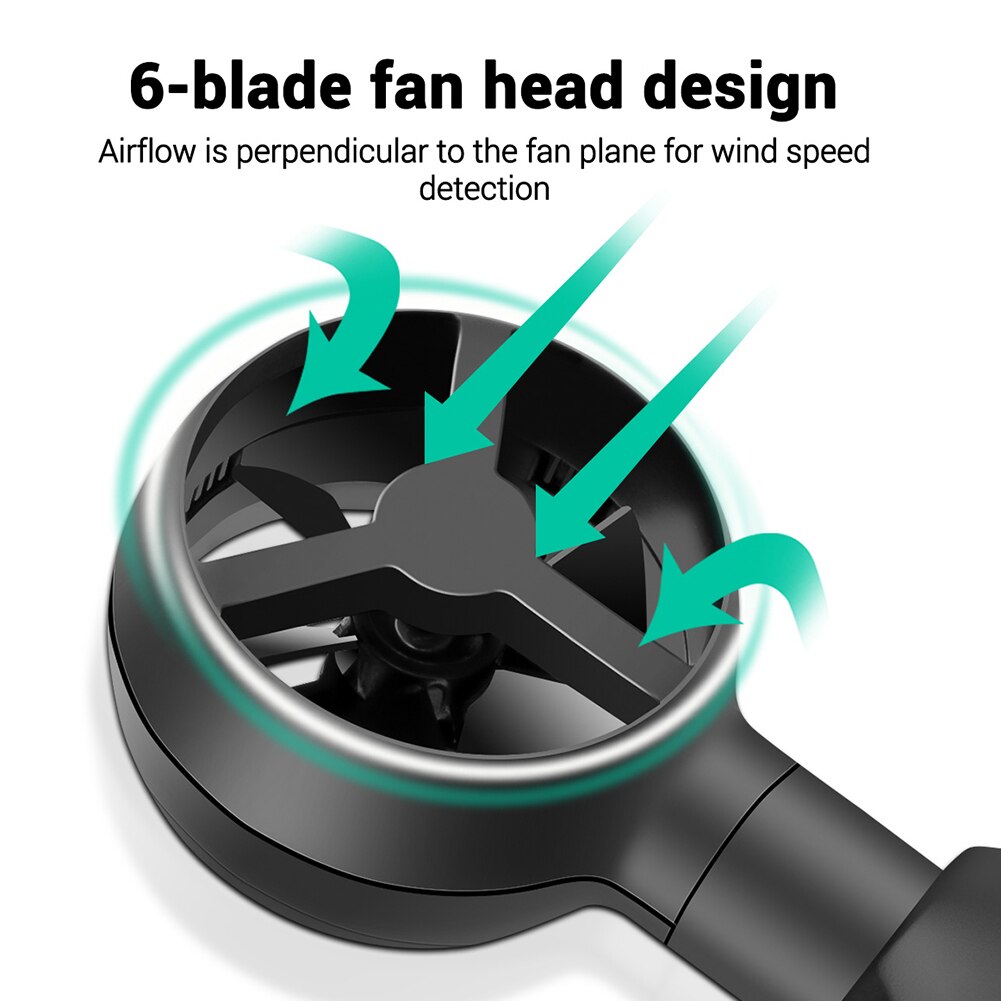 Anemómetro Digital portátil, anemómetro de temperatura, pantalla de retroiluminación LCD, herramienta de medida de precisión,