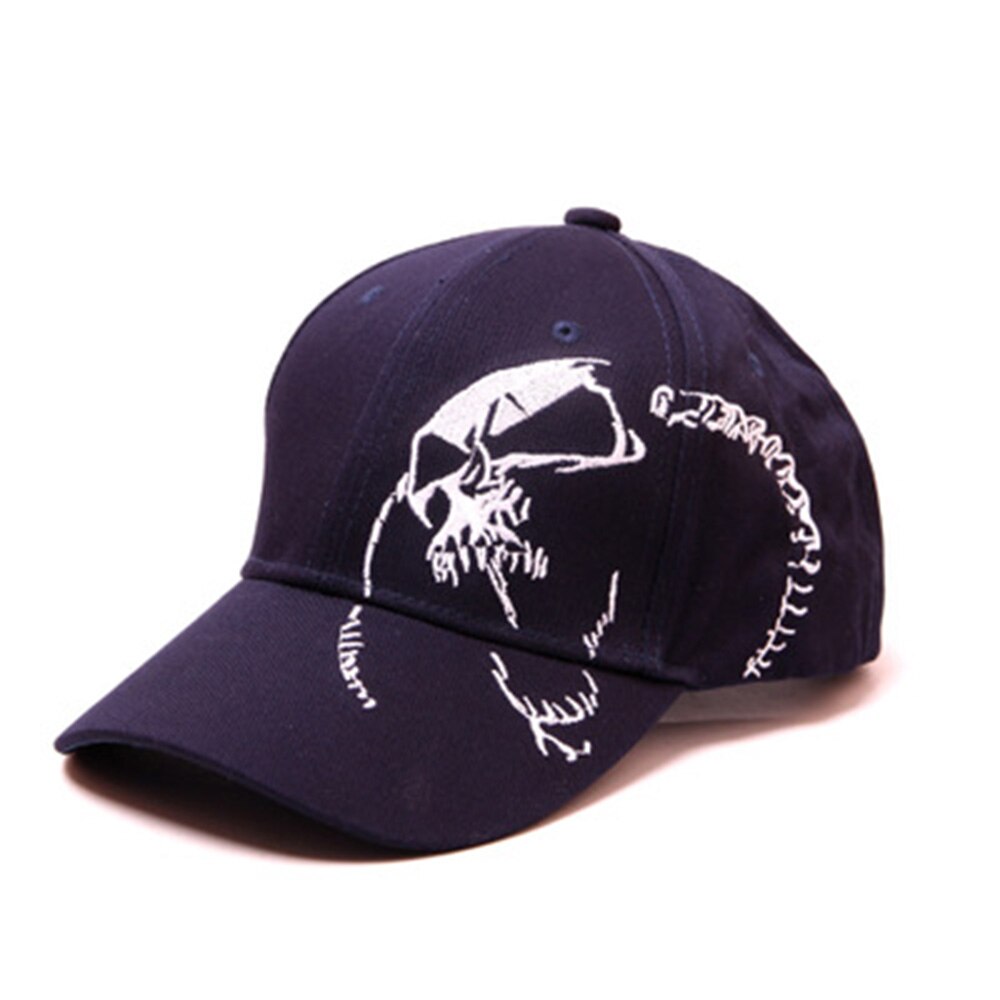 Embroidered Skull Cap for Men Cotton Baseball Caps Sports Pattern Black Women Army Male Cap Knit Cap Hip Hop: Navy right