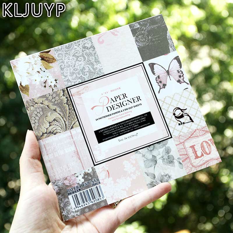 KLJUYP 6''Single-side Printed Butterfly Pattern Decorative Scrapbooking paper set of 24sheets printed background craft paper