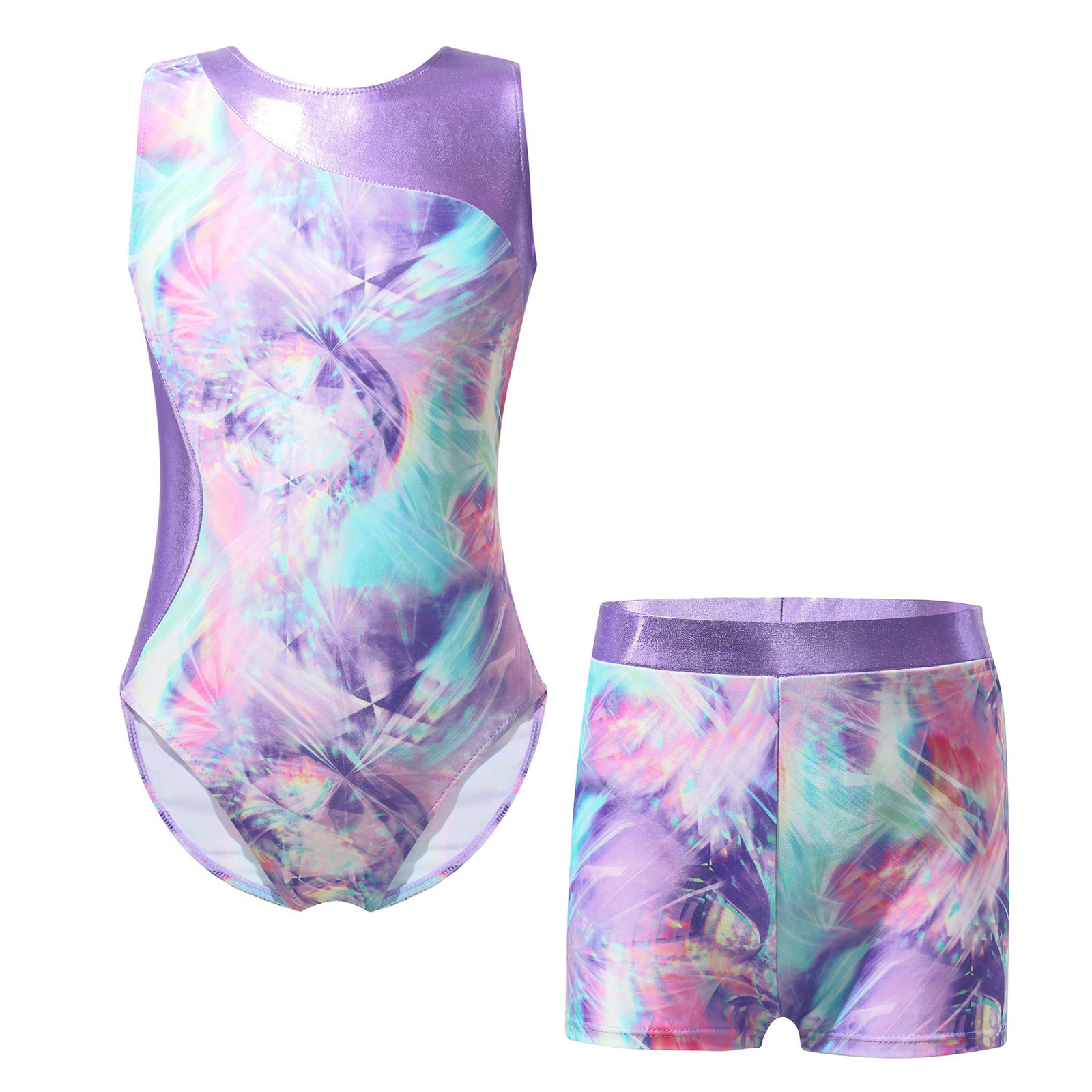 Leotardo de Ballet para niños y niñas, Body de gimnasia sin mangas con pantalones cortos, ropa de baile para clase de baile, entrenamiento, actuación en escenario: XS / Gris