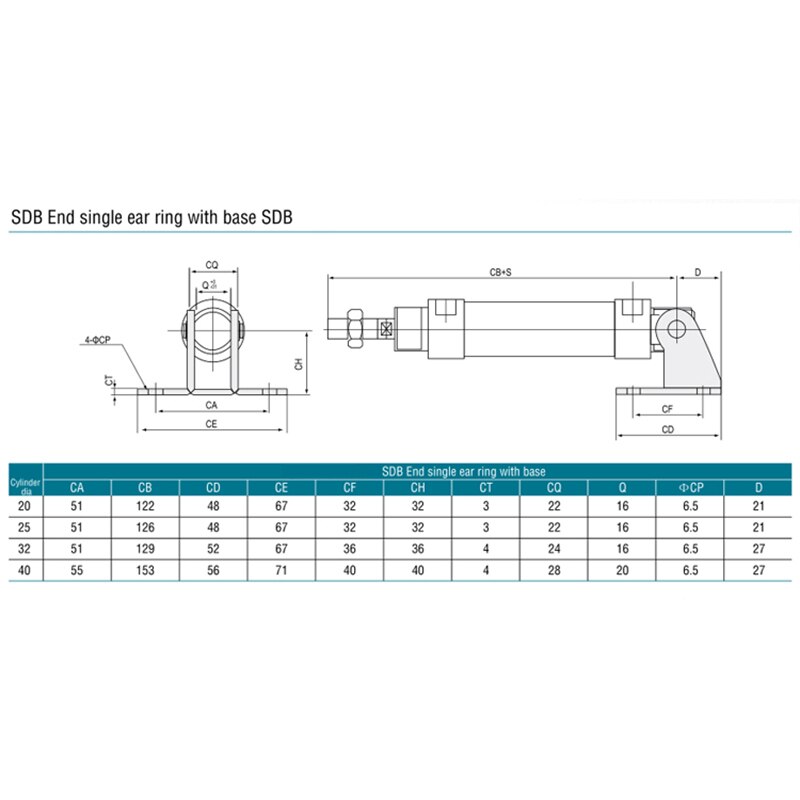 1 stk mal/ma standard sdb beslag pneumatisk luftcylinder monteringsstativ type sdb 16-20-25-32-40