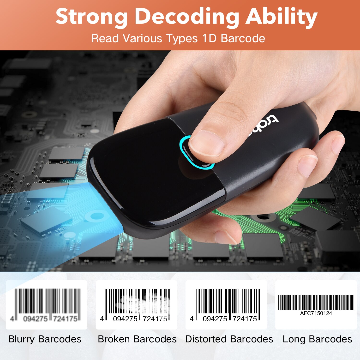 Trohestar Wireless Barcode Scanner Compatible with Bluetooth Function 2.4GHz Connection logistics scanner for supermarkets Code