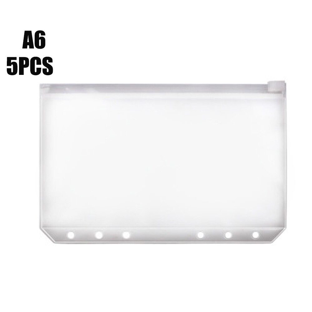 File Organizer Storage Folder Standard Transparent PVC Loose Leaf Pouch with Self-Styled Zipper Filing Binder Document: A6